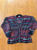 90s Coogie cardigan- Crazy bandanna design - size Large - MADE IN AUSTRALIA