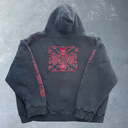 Y2K West Coast Choppers Jesse James Cross Zip-Up Hoodie [L] - Black