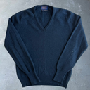 1980’s Pendleton Longsleeve V-Neck Wool Sweater [L] - Navy Blue