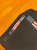 1999 HARLEY DAVIDSON -STURGIS RALLEY AMERICAN FLAG SLEEBE HITS - FADED - Size large