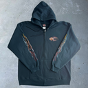 2005 Harley Davidson Flame Sleeve Zip-Up Hoodie [L] - Black