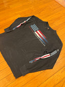 1999 HARLEY DAVIDSON -STURGIS RALLEY AMERICAN FLAG SLEEBE HITS - FADED - Size large