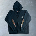 2007 Harley Davidson Flame Sleeve Zip-Up Hoodie [L] - Black