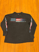 1999 HARLEY DAVIDSON -STURGIS RALLEY AMERICAN FLAG SLEEBE HITS - FADED - Size large