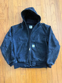1980s  FADED BLACK CARHARTT JACKET - CRAFTED WITH PRIDE - p2p: 24 inches, Length: 25 inches