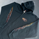 2005 Harley Davidson Flame Sleeve Zip-Up Hoodie [L] - Black