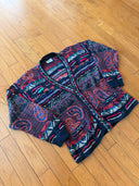 90s Coogie cardigan- Crazy bandanna design - size Large - MADE IN AUSTRALIA