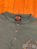 1997 Forrest Green Harley Davidson quarter button Tee - Single stitched - Size large