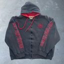 Y2K West Coast Choppers Jesse James Cross Zip-Up Hoodie [L] - Black